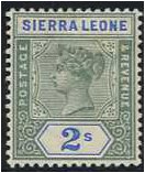 Sierra Leone 1896 2s. Green and Ultramarine. SG51.