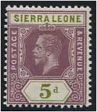 Sierra Leone 1912 5d. Purple and Olive-Brown. SG118.