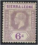 Sierra Leone 1921 6d. Grey-Purple and Bright Purple. SG139.