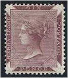 Sierra Leone 1885 6d. Dull Purple. SG35.