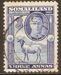 Somaliland Protectorate 1942 3a. Bright Blue. SG108.