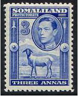 Somaliland Protectorate 1938 3a Bright blue. SG96.