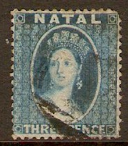 Natal 1859 3d Blue. SG10.