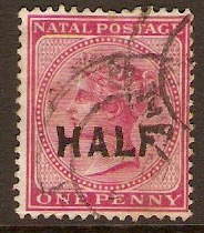 Natal 1895 HALF on 1d Rose. SG125.