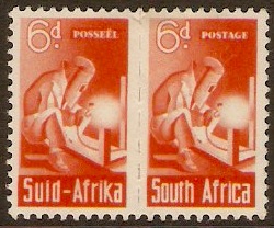 South Africa 1942 6d Red-orange. SG102.