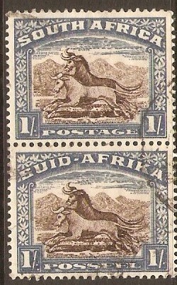 South Africa 1947 1s Brown and chalky blue. SG120.