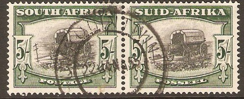 South Africa 1947 5s Black and deep yellow-green. SG122a.