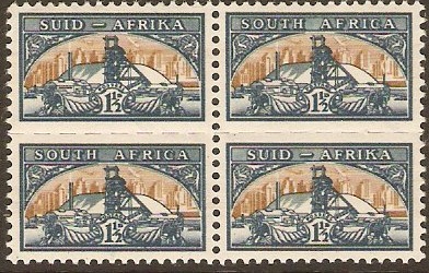 South Africa 1948 1d. Blue-Green and Yellow-Buff. SG124.