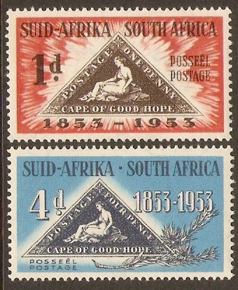 South Africa 1953 Stamp Centenary Set. SG144-SG145.