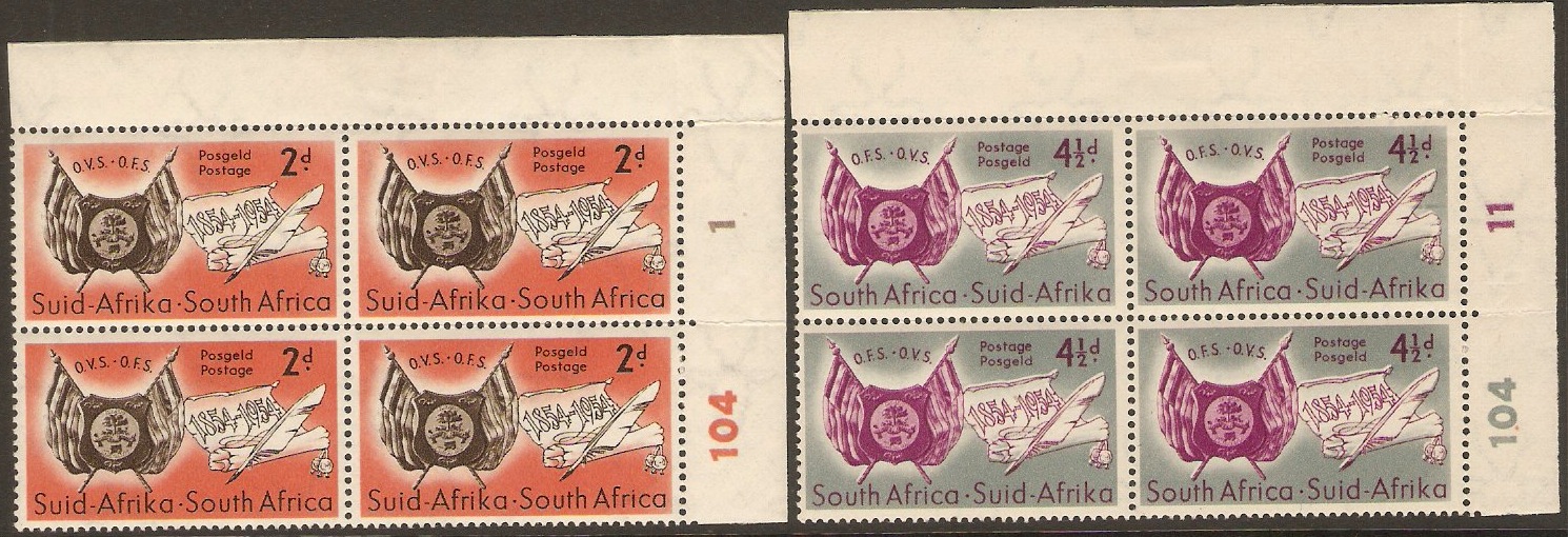 South Sfrica 1954 Orange Free State Centenary Set. SG149-SG150.
