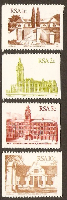 South Africa 1982 Architecture Series Coil Stamps. SG528-SG531.