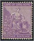 Cape of Good Hope 1884 6d. Reddish Purple. SG52.