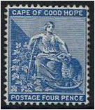 Cape of Good Hope 1884 4d. Blue. SG51.
