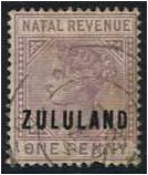 Zululand 1891 1d. Mauve. SG F1.