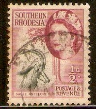 Southern Rhodesia 1953 ½d Grey-green and claret. SG78.