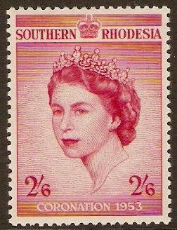 Southern Rhodesia 1953 2s.6d Coronation Stamp. SG77.