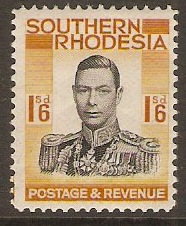Southern Rhodesia 1937 1s.6d Black and orange-yellow. SG49.