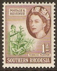 Southern Rhodesia 1953 1d Green and brown. SG79.