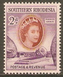 Southern Rhodesia 1953 2d Deep chestnut & reddish violet. SG80.