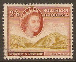 Southern Rhodesia 1953 2s.6d yellow-olive and orange-brown. SG88
