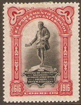 Spain 1916 Black and carmine - Official stamp. SGO356