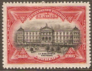 Spain 1916 Black and carmine - Official stamp. SGO358