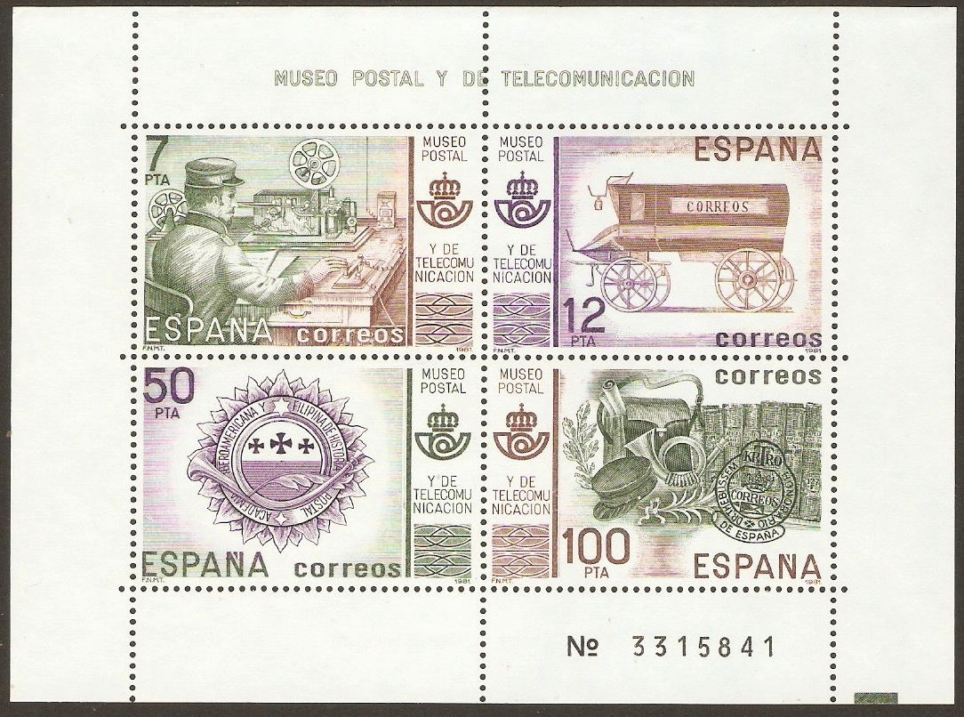 Spain 1981 Postal Museum Sheet. SGMS2665.