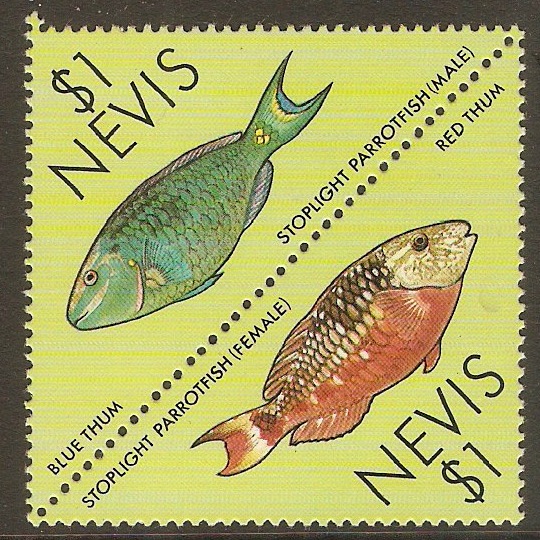 Nevis 1987 $1 Coral Reef Fishes series. SG479-SG480.