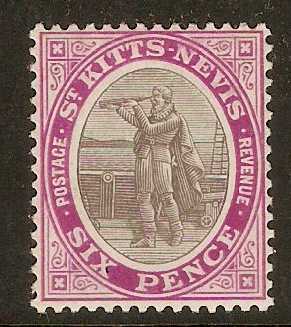 St. Kitts-Nevis 1903 6d Grey-black and bright purple. SG6.