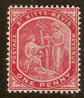 St. Kitts-Nevis 1905 1d Scarlet. SG14a.