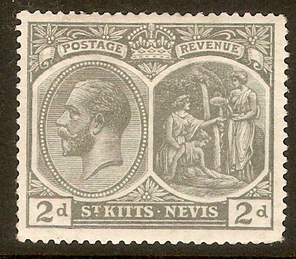 St. Kitts-Nevis 1920 2d Slate-grey. SG27.