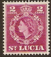 St Lucia 1953 2c Magenta. SG173.