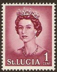 St Lucia 1964 1c crimson. SG197.