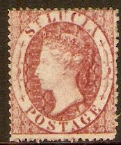 St Lucia 1860 (1d) Rose-red. SG1.