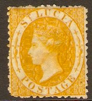 St Lucia 1864 (4d) Yellow. SG12.