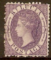 St Lucia 1864 (6d) Violet. SG13.