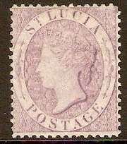 St Lucia 1864 (6d) Mauve. SG17.