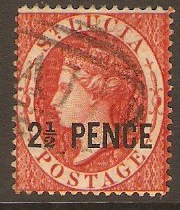 St Lucia 1881 2d Brown-red. SG24.