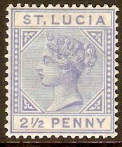 St Lucia 1883 2d Blue. SG33.
