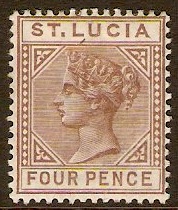 St Lucia 1883 4d Brown. SG34.