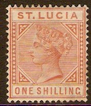 St Lucia 1883 1s Orange-brown. SG36.