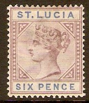 St Lucia 1891 6d Dull mauve and blue. SG49.