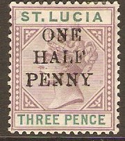 St Lucia 1891 d on 3d Dull mauve and green. SG53.
