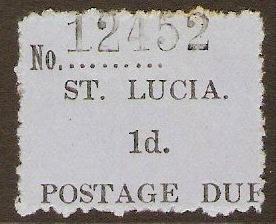 St Lucia 1930 1d Black on blue - Postage Due. SGD1.