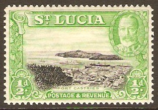 St Lucia 1936 d Black and bright green. SG113.
