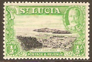St Lucia 1936 d Black and bright green. SG113a.