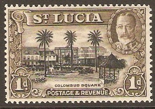 St Lucia 1936 1d Black and brown. SG114.