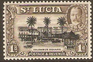 St Lucia 1936 1d Black and brown. SG114a.
