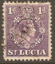 St Lucia 1938 1d Violet. SG129a.