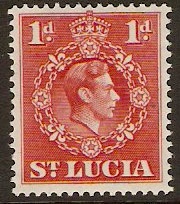 St Lucia 1938 1d Scarlet. SG129c.